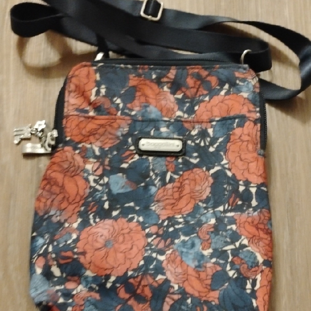 Baggallini Floral Crossbody Bag - Black and Orange